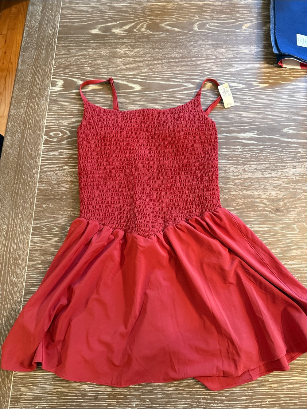 aerie Red Smocked Sundress with Spaghetti Straps